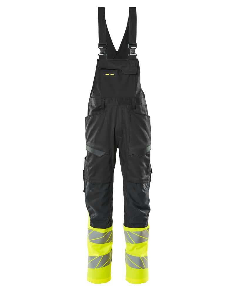 Amerikaanse overall met kniezakken 19669 - 0917 - zwart/hi-vis geel