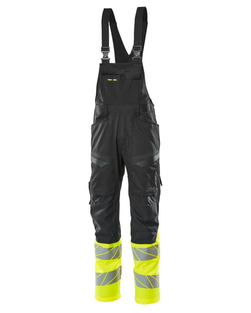 Amerikaanse overall met kniezakken 19669 - 0917 - zwart/hi-vis geel