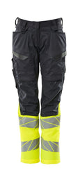 Broek met kniezakken Dames 19678 - 01017 - donkermarine/hi-vis geel