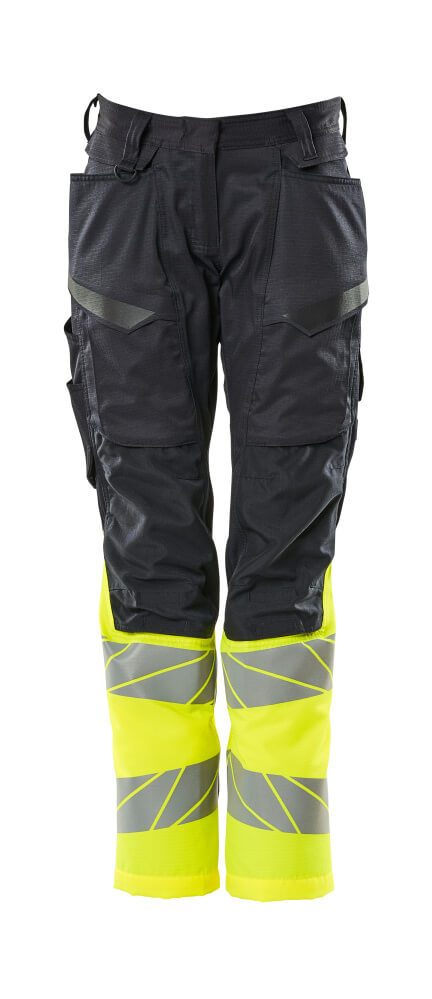 Broek met kniezakken Dames 19678 - 01017 - donkermarine/hi-vis geel