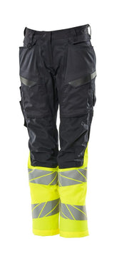 Broek met kniezakken Dames 19678 - 01017 - donkermarine/hi-vis geel