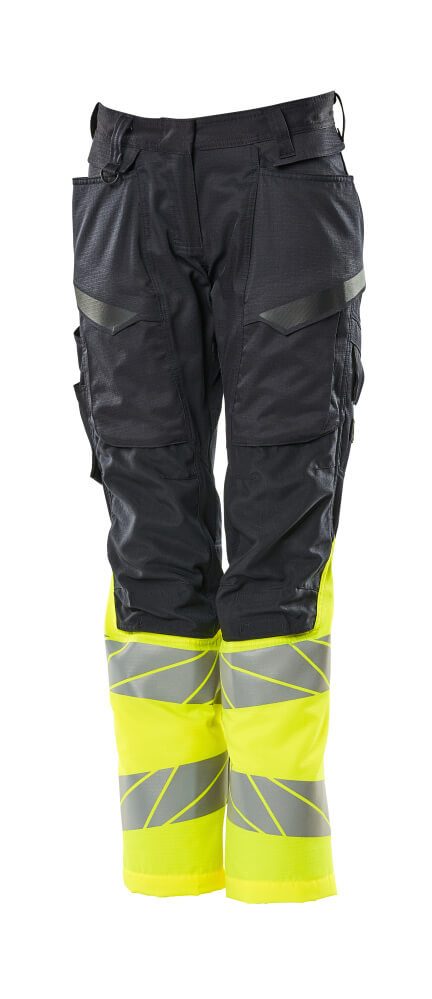Broek met kniezakken Dames 19678 - 01017 - donkermarine/hi-vis geel