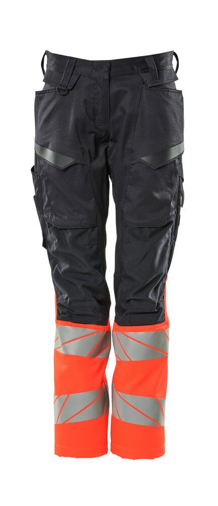 Broek met kniezakken Dames 19678 - 10222 - donkermarine/hi-vis rood