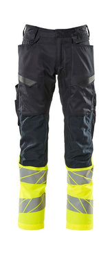 Broek met kniezakken 19679 - 01017 - donkermarine/hi-vis geel