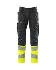 Broek met kniezakken 19679 - 0917 - zwart/hi-vis geel