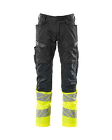 Broek met kniezakken 19679 - 0917 - zwart/hi-vis geel