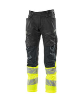 Broek met kniezakken 19679 - 0917 - zwart/hi-vis geel