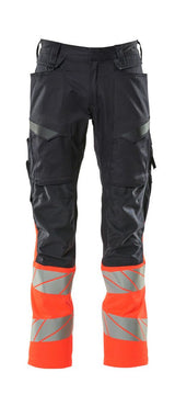Broek met kniezakken 19679 - 10222 - donkermarine/hi-vis rood