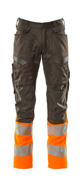 Broek met kniezakken 19679 - 1814 - donkerantraciet/hi-vis oranje