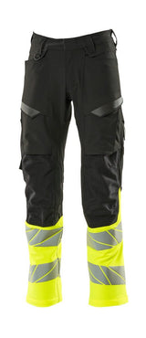 Broek met kniezakken 19879 - 0917 - zwart/hi-vis geel