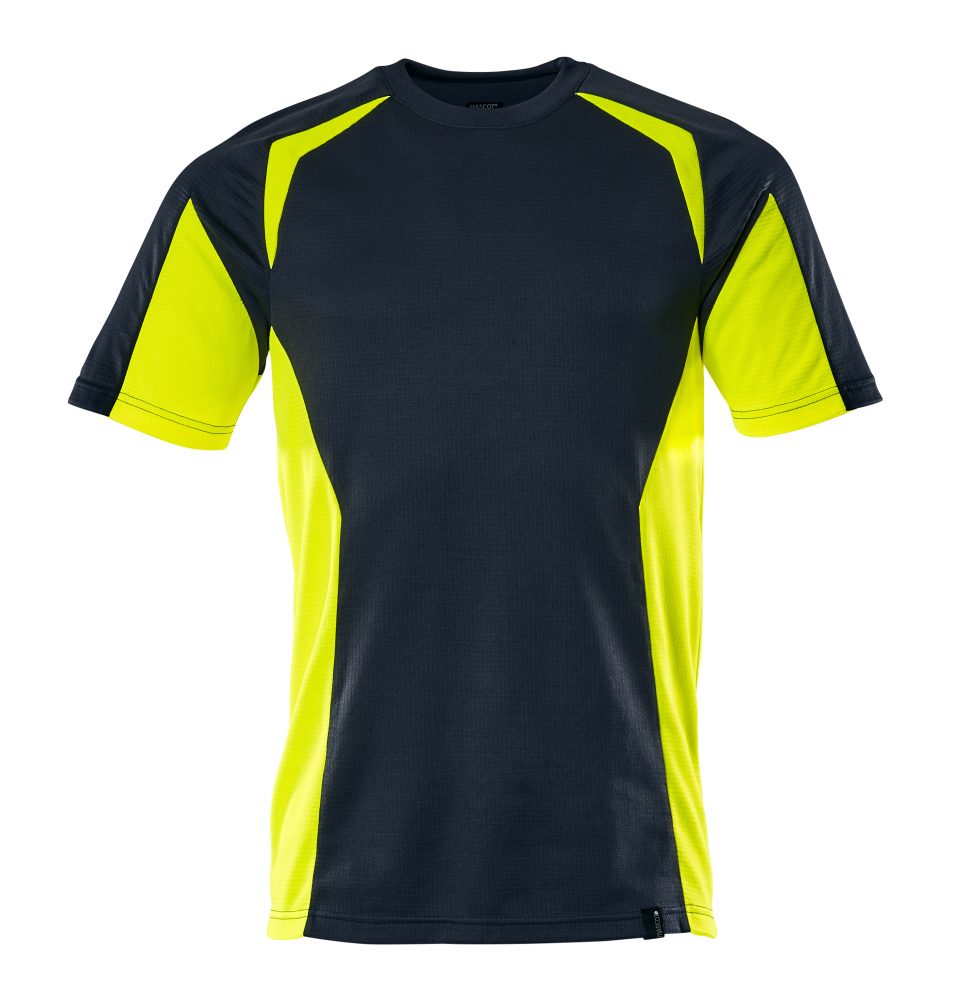 T-shirt 22082 - 01017 - donkermarine/hi-vis geel