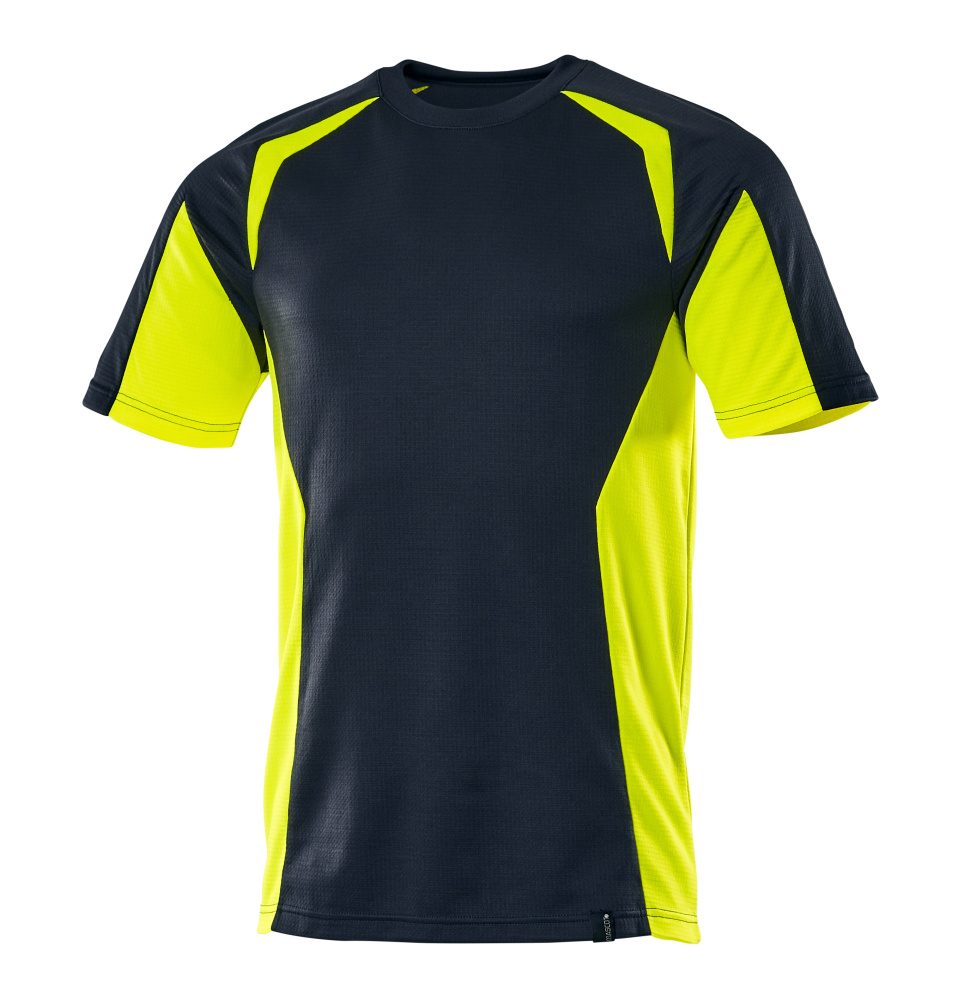 T-shirt 22082 - 01017 - donkermarine/hi-vis geel