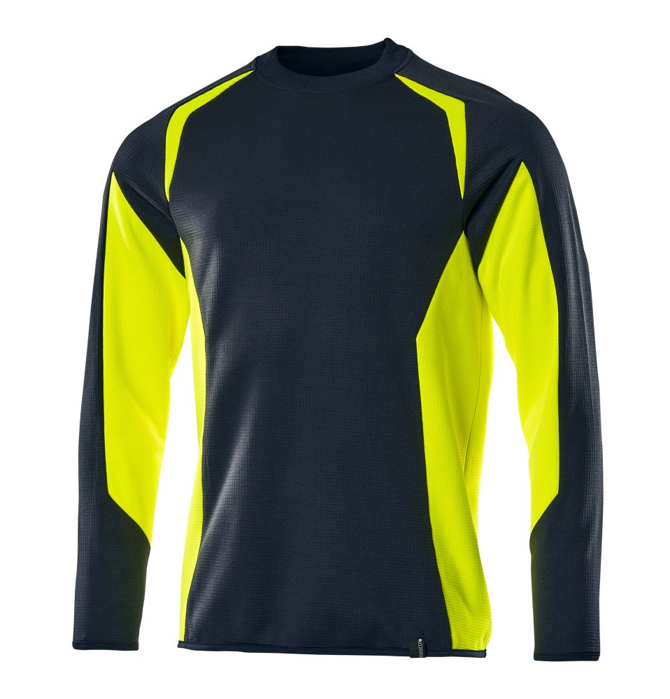 Sweatshirt 22084 - 01017 - donkermarine/hi-vis geel
