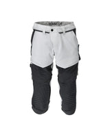 Driekwart broek met kniezakken 22249 - 0689 - wit/steengrijs