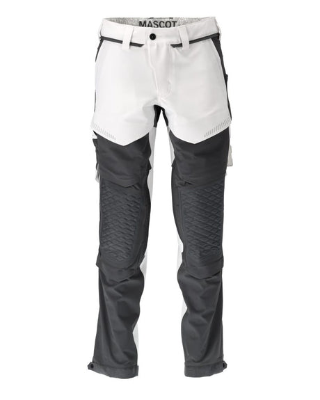 Broek met kniezakken 22279 - 0689 - wit/steengrijs