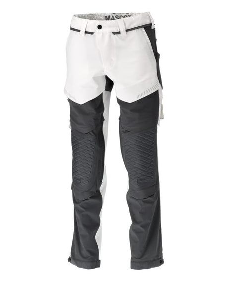 Broek met kniezakken 22279 - 0689 - wit/steengrijs