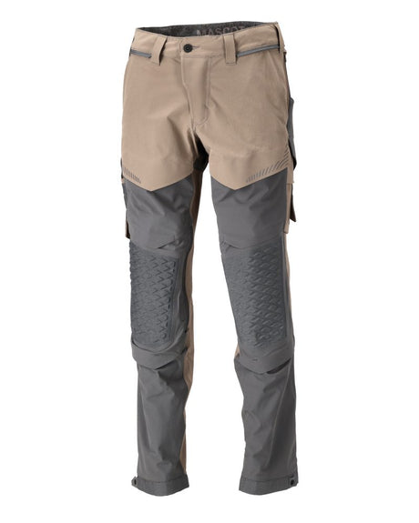 Broek met kniezakken 22279 - 5689 - donkerzand/steengrijs