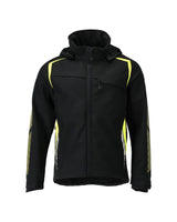 Softshell jas met capuchon 23002 - 0917 - zwart/hi-vis geel