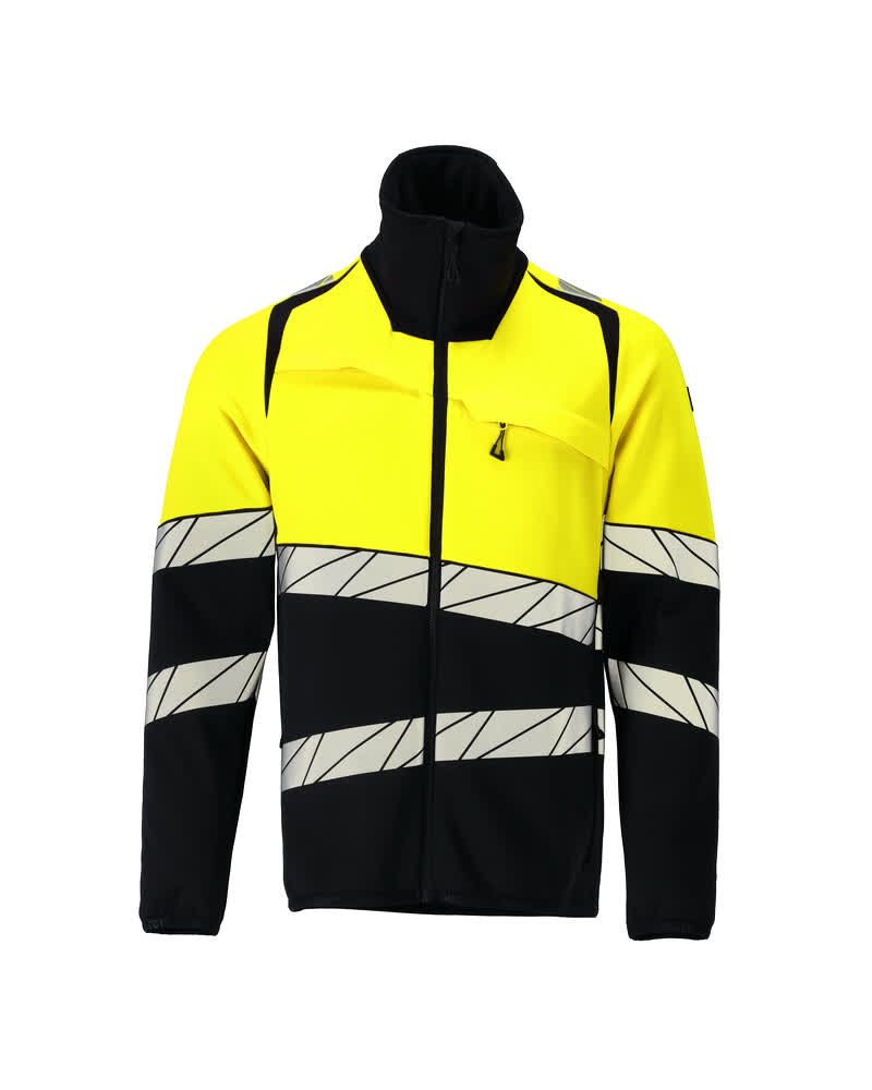 Fleecetrui met rits 25003 - 01017 - donkermarine/hi-vis geel