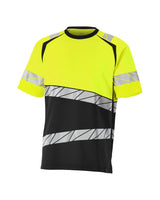 T-shirt 25082 zwart/hi-vis geel achterkant