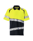 Poloshirt 25083 - 01017 - donkermarine/hi-vis geel
