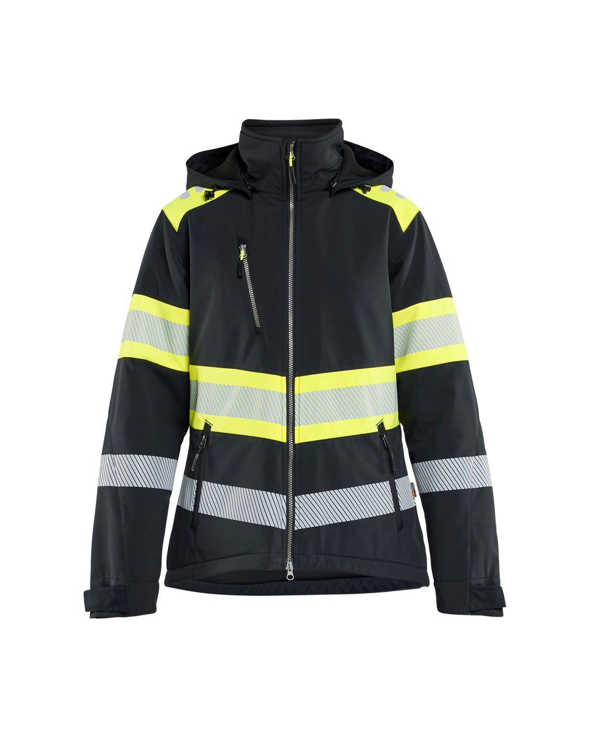 High-Visibility Softshell Jack Dames 4406 - Zwart/High Vis Geel