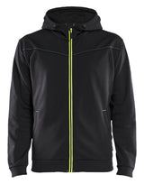 Hooded Sweatshirt met Rits 3363 - Zwart/High Vis Geel