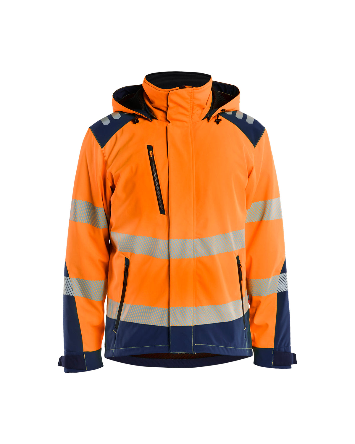High-Visibility Softshell Winterjas 4400 - High Vis Oranje/Marineblauw