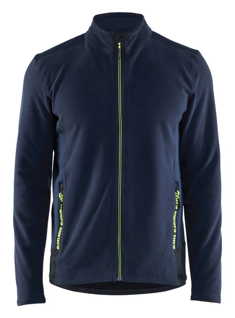 Microfleecevest 4765 - Donker marineblauw/High Vis Geel