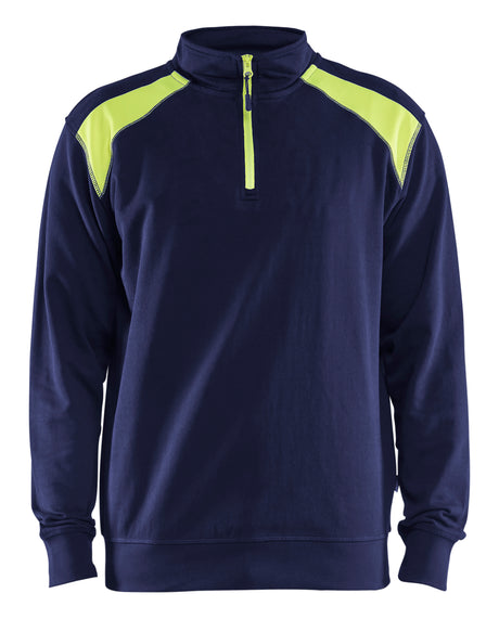 Sweatshirt 3353 - Marine/High Vis Geel