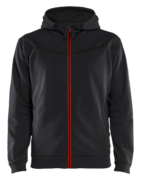 Hooded Sweatshirt met Rits 3363 - Zwart/Rood