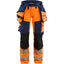 Werkbroek High-Visibility Dames 7022 - High Vis Oranje/Marineblauw