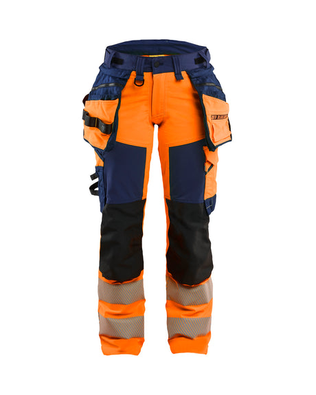 Werkbroek High-Visibility Dames 7022 - High Vis Oranje/Marineblauw