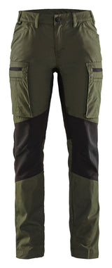 Service werkbroek Stretch Dames 7159 - Donker herfstgroen/Zwart