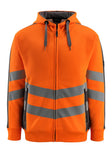 Capuchontrui met rits 50138 - 1418 - hi-vis oranje/donkerantraciet