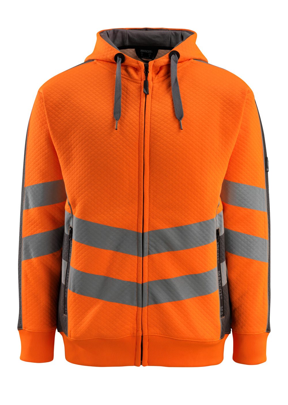 Capuchontrui met rits 50138 - 1418 - hi-vis oranje/donkerantraciet