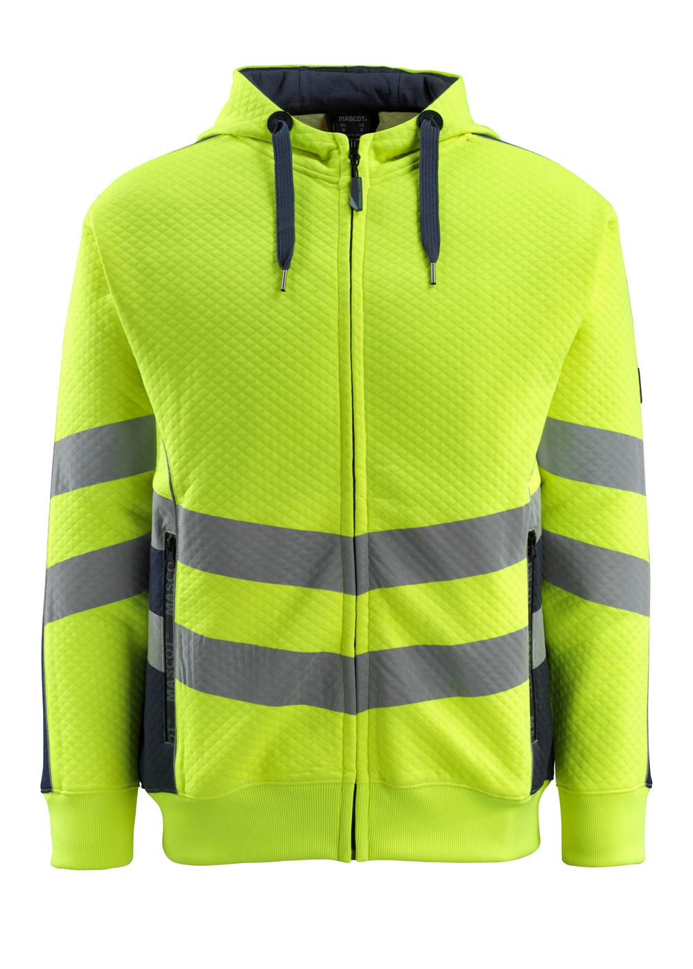 Capuchontrui met rits 50138 - 17010 - hi-vis geel/donkermarine