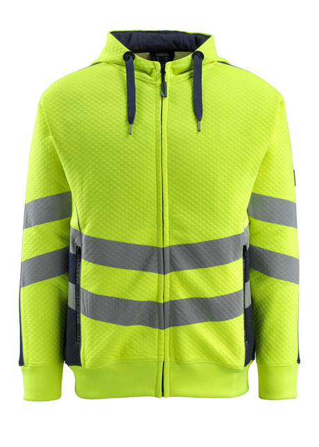 Capuchontrui met rits 50138 - 17010 - hi-vis geel/donkermarine