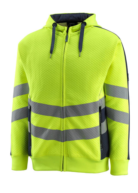 Capuchontrui met rits 50138 - 17010 - hi-vis geel/donkermarine