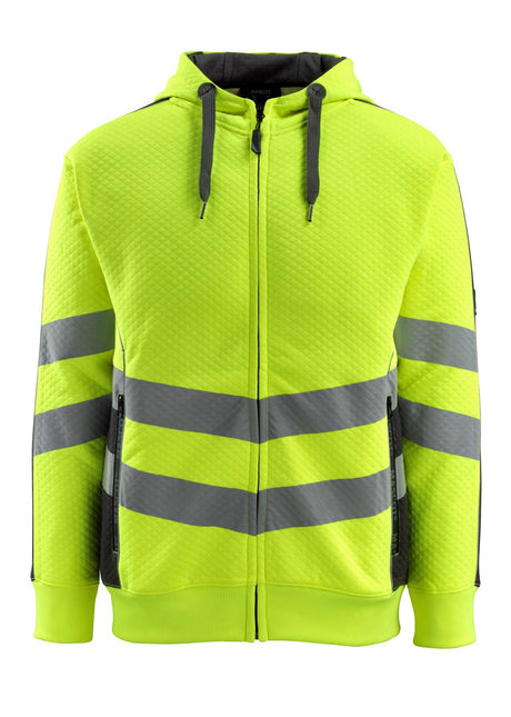 Capuchontrui met rits 50138 - 1709 - hi-vis geel/zwart