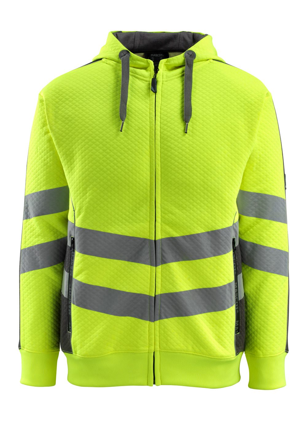 Capuchontrui met rits 50138 - 1718 - hi-vis geel/donkerantraciet