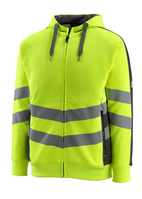 Capuchontrui met rits 50138 - 1718 - hi-vis geel/donkerantraciet