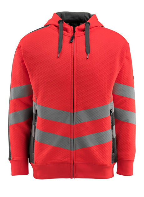 Capuchontrui met rits 50138 - 22218 - hi-vis rood/donkerantraciet