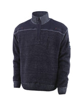 Gebreide trui met korte rits 50354 - 180 - blauwgrijs