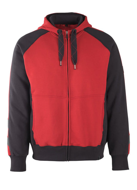 Capuchontrui met rits 50566 - 0209 - rood/zwart