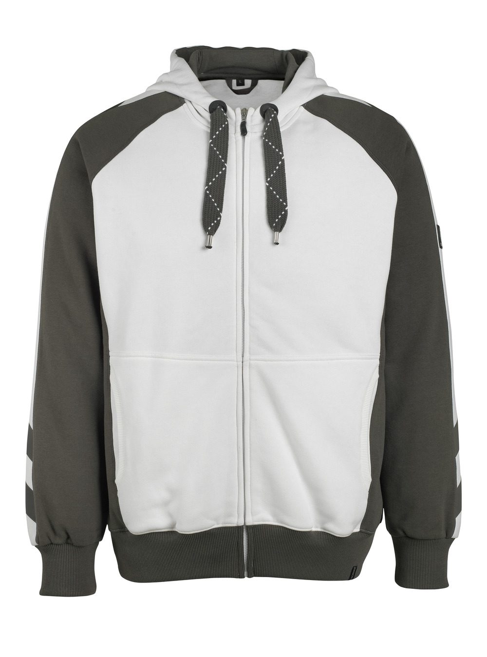 Capuchontrui met rits 50566 - 0618 - wit/donkerantraciet