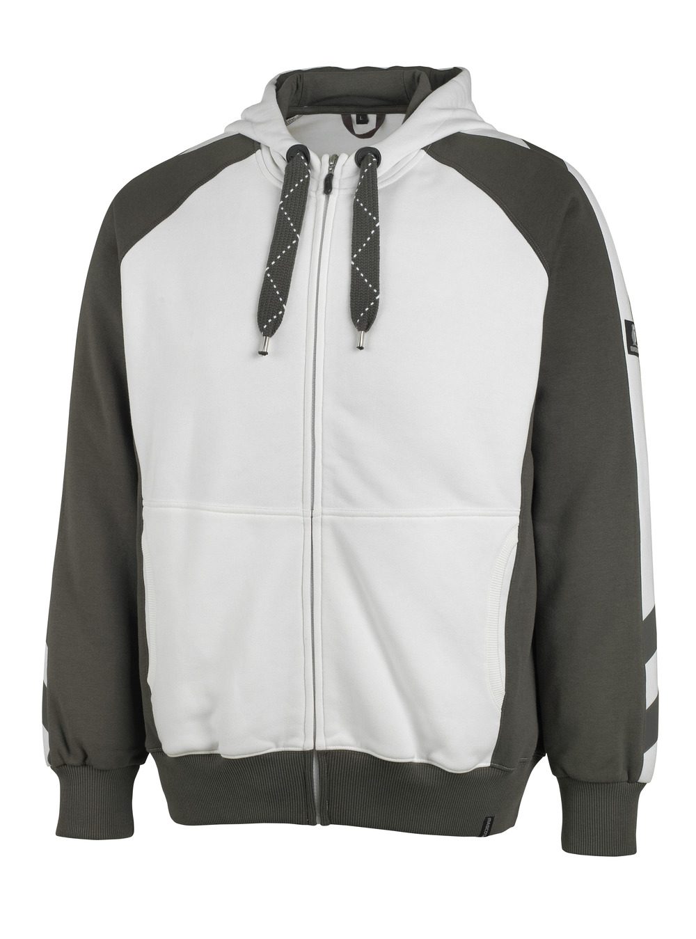 Capuchontrui met rits 50566 - 0618 - wit/donkerantraciet