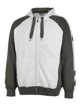 Capuchontrui met rits 50566 - 0618 - wit/donkerantraciet