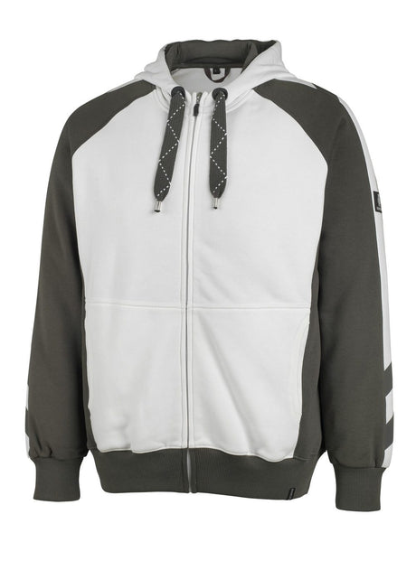 Capuchontrui met rits 50566 - 0618 - wit/donkerantraciet