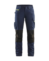 Service Werkbroek Stretch Dames 7195 - Donker marineblauw/High Vis Geel